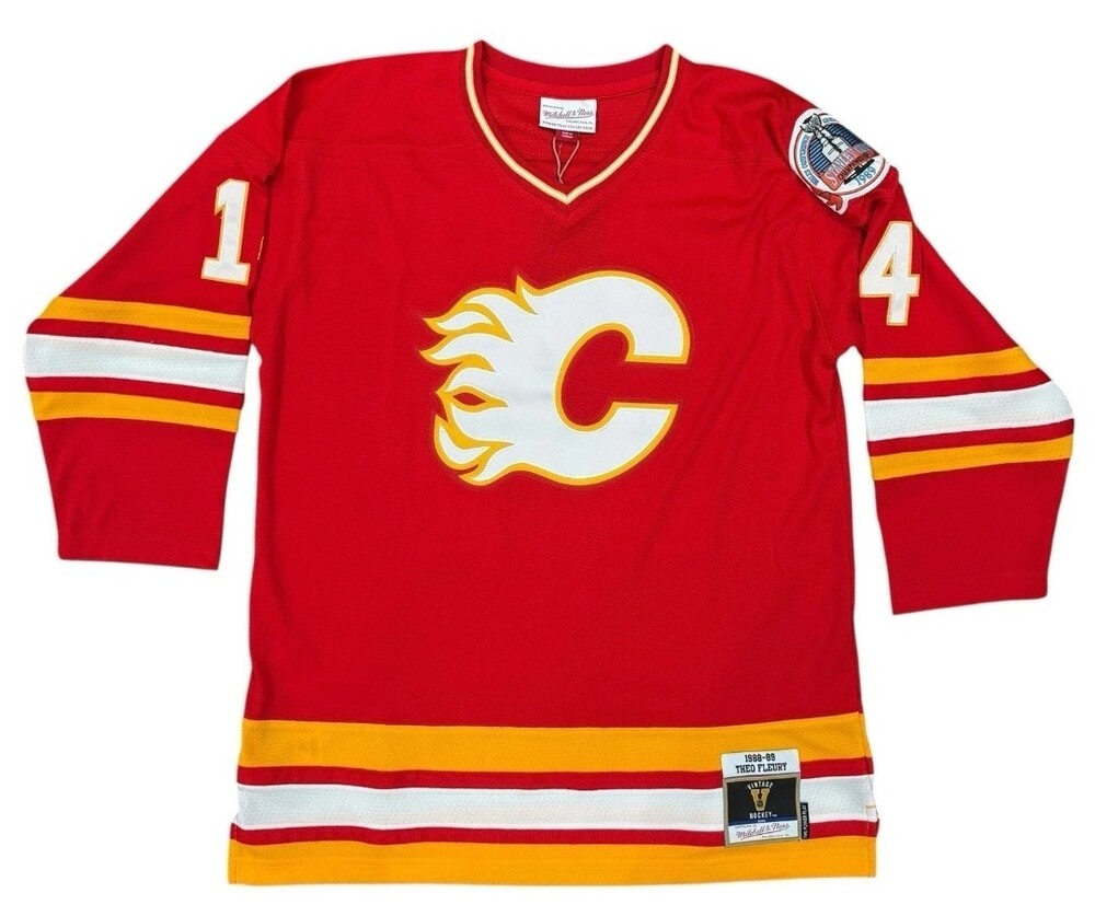 Calgary Flames Jersey Theo Fleury Mitchell & Ness 1989 Stanley Cup Small Medium